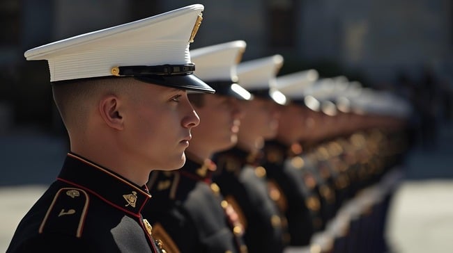 Marine honor guard saluting for funeral homes Royal Oak MI.