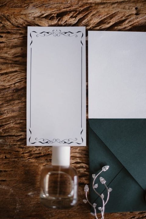 Simple memorial invitation card and envelope representing respectful services from funeral homes in Sterling Heights, MI